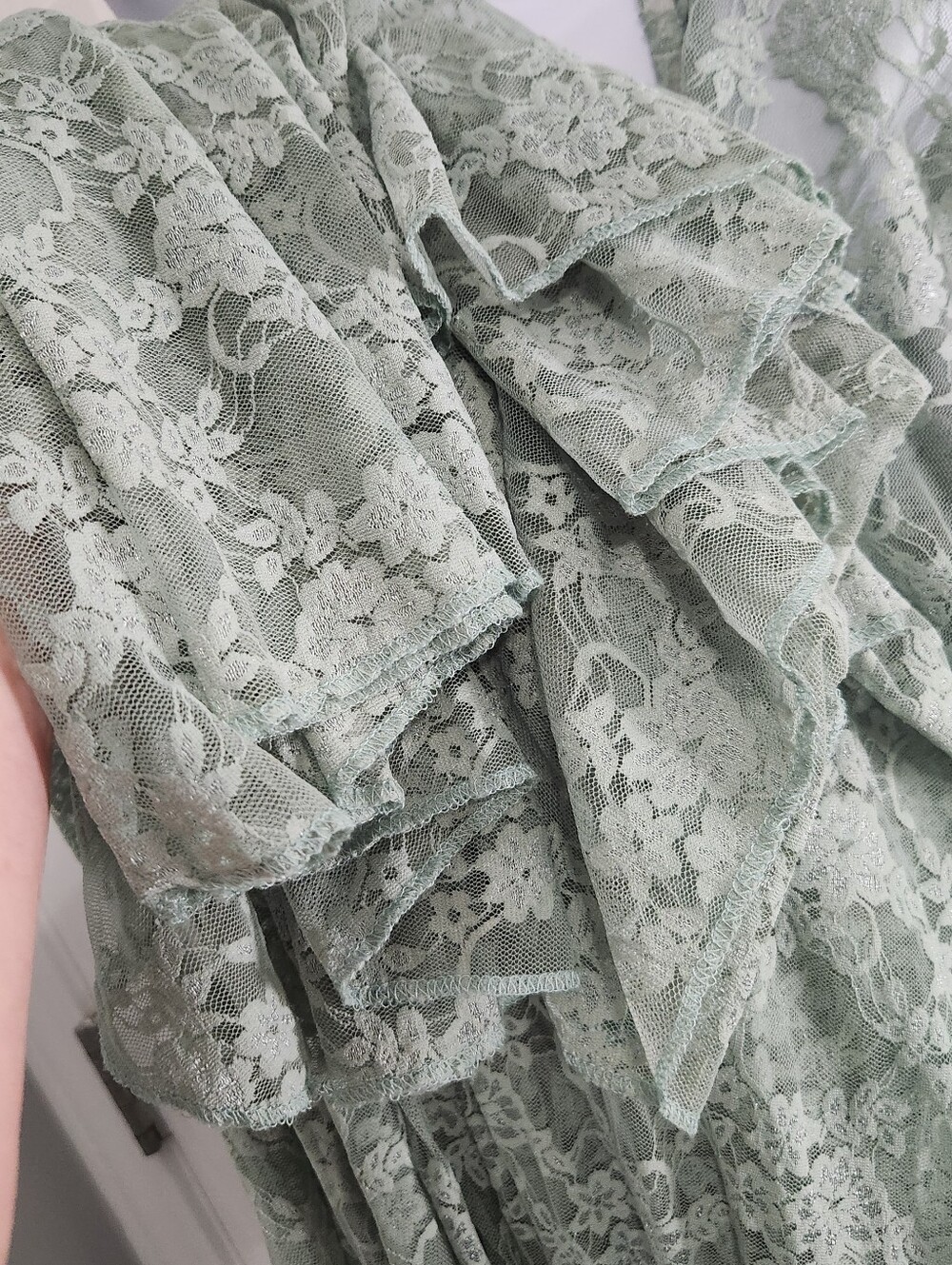 Green lace phototshoot maxi maternity dress small ethereal romance greek goddess - Picture 7 of 16